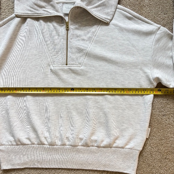Varley Yates Half-Zip panelled neckline Sweatshirt Ivory Marl Size Small NWOT - Picture 14 of 16